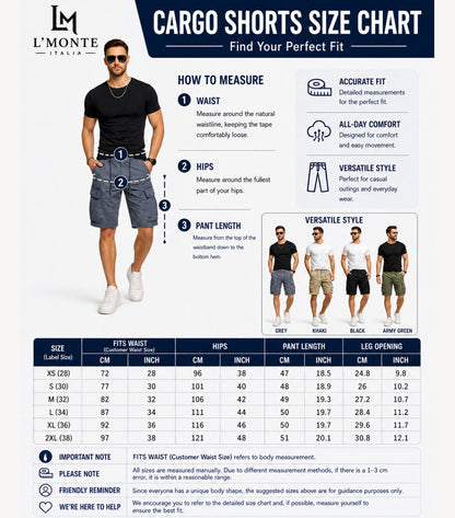 L'MONTE Imported Men's Slim Fit Grey Cotton Cargo Shorts – Lightweight Summer Casual Knee Length Shorts My Store