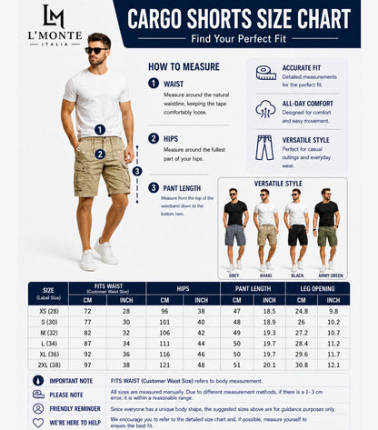 L'MONTE Imported Men's Slim Fit Khaki Cotton Cargo Shorts – Lightweight Summer Casual Knee Length Shorts My Store
