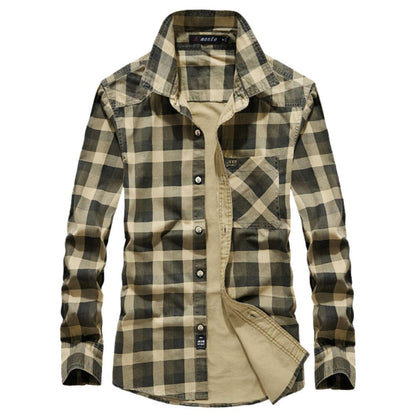 L'MONTE Men's Casual Checkered Khaki Shirts Full Sleeve Lmonte International