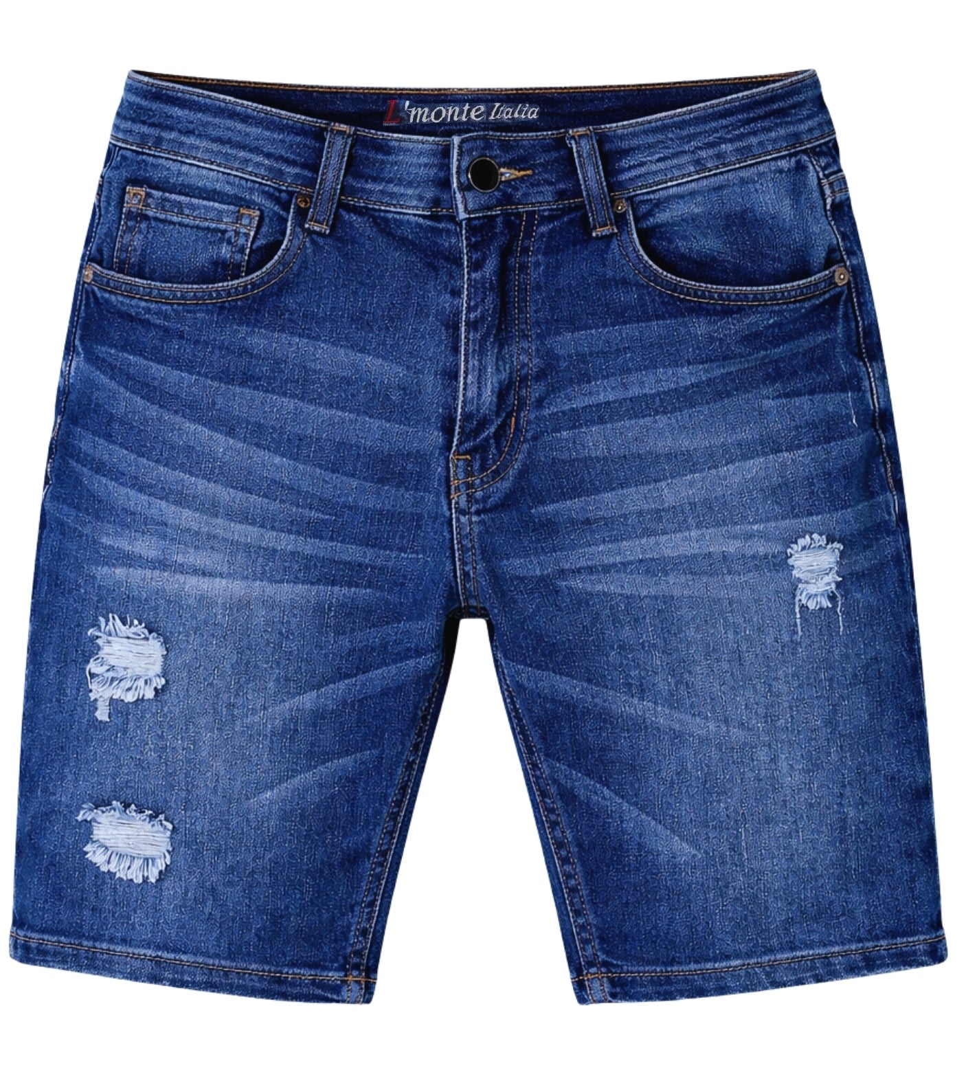 L'MONTE Imported Men's Super Skinny Premium Distressed Stretch Denim Shorts My Store