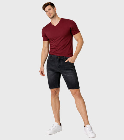 L'MONTE Imported Men's Super Skinny Premium Stretch-Fit Black Denim Shorts My Store