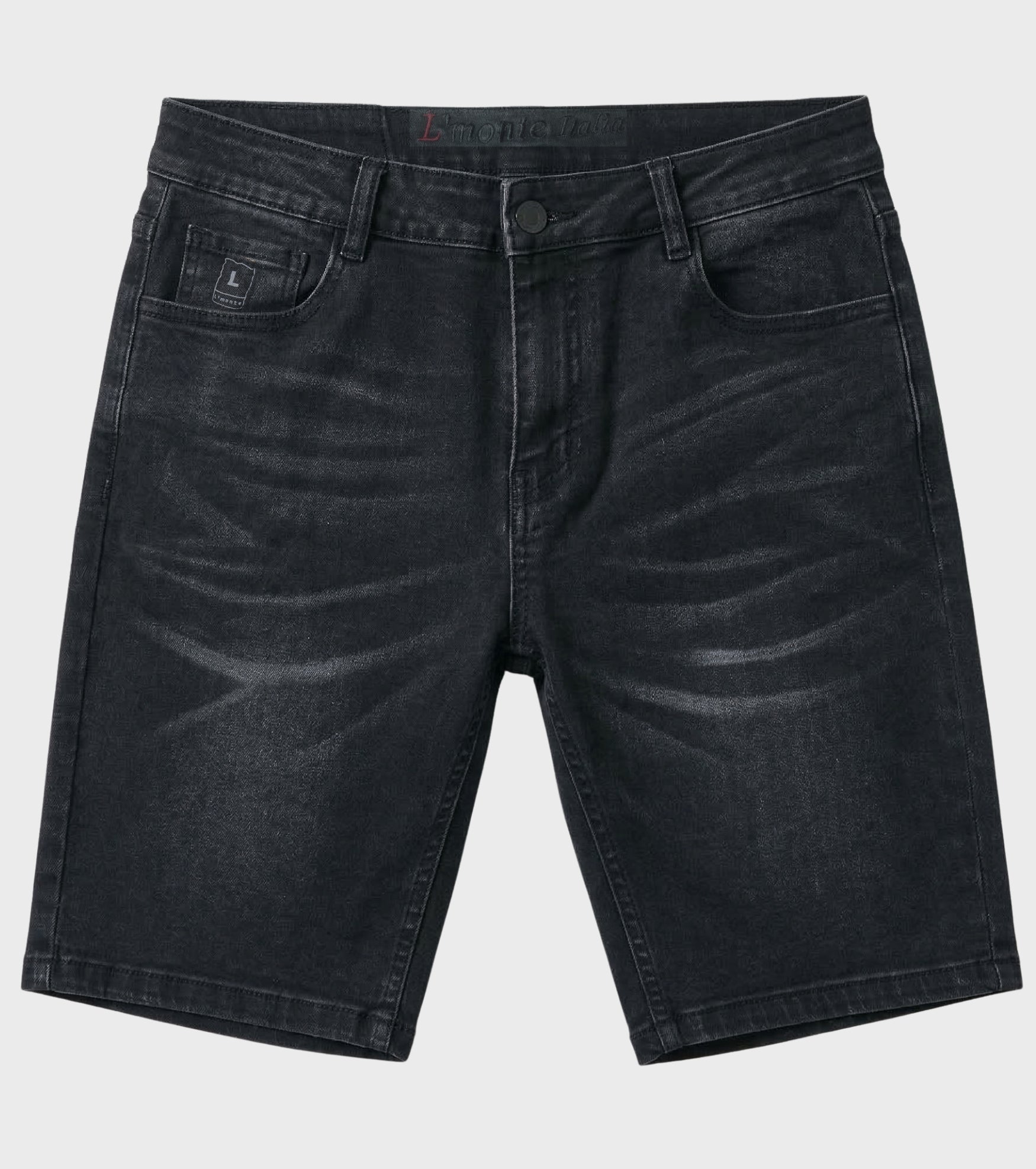 L'MONTE Imported Men's Super Skinny Premium Stretch-Fit Black Denim Shorts My Store