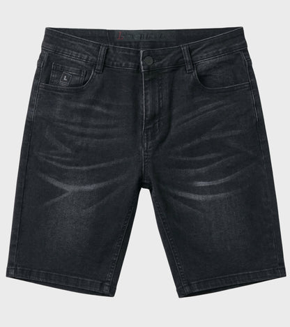 L'MONTE Imported Men's Super Skinny Premium Stretch-Fit Black Denim Shorts My Store