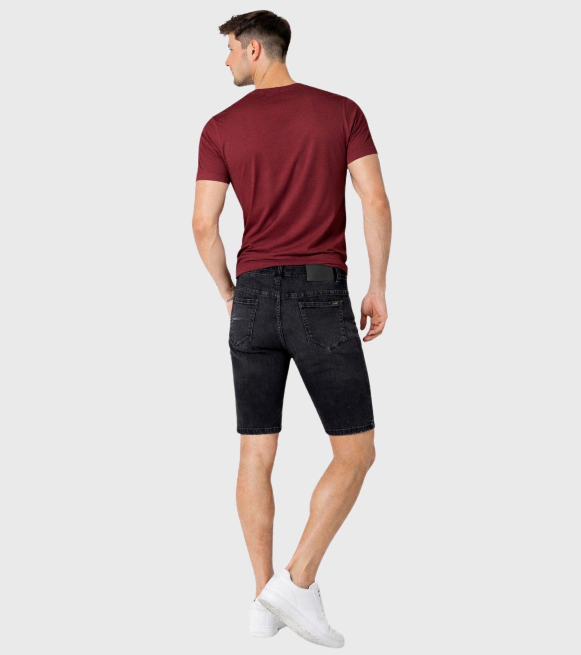 L'MONTE Imported Men's Super Skinny Premium Stretch-Fit Black Denim Shorts My Store