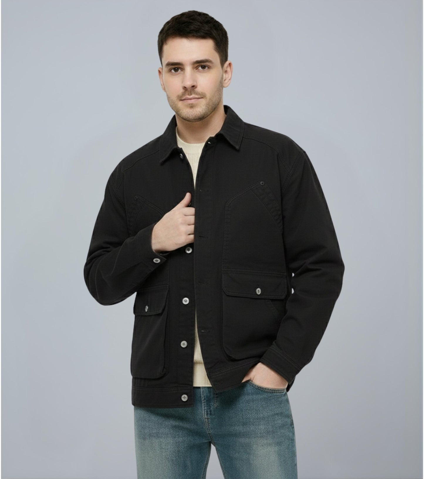 L'MONTE Men's Winter-Ready Black Canvas Jacket My Store