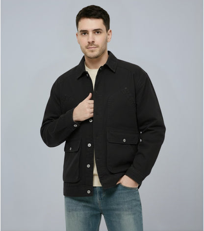 L'MONTE Men's Winter-Ready Black Canvas Jacket My Store