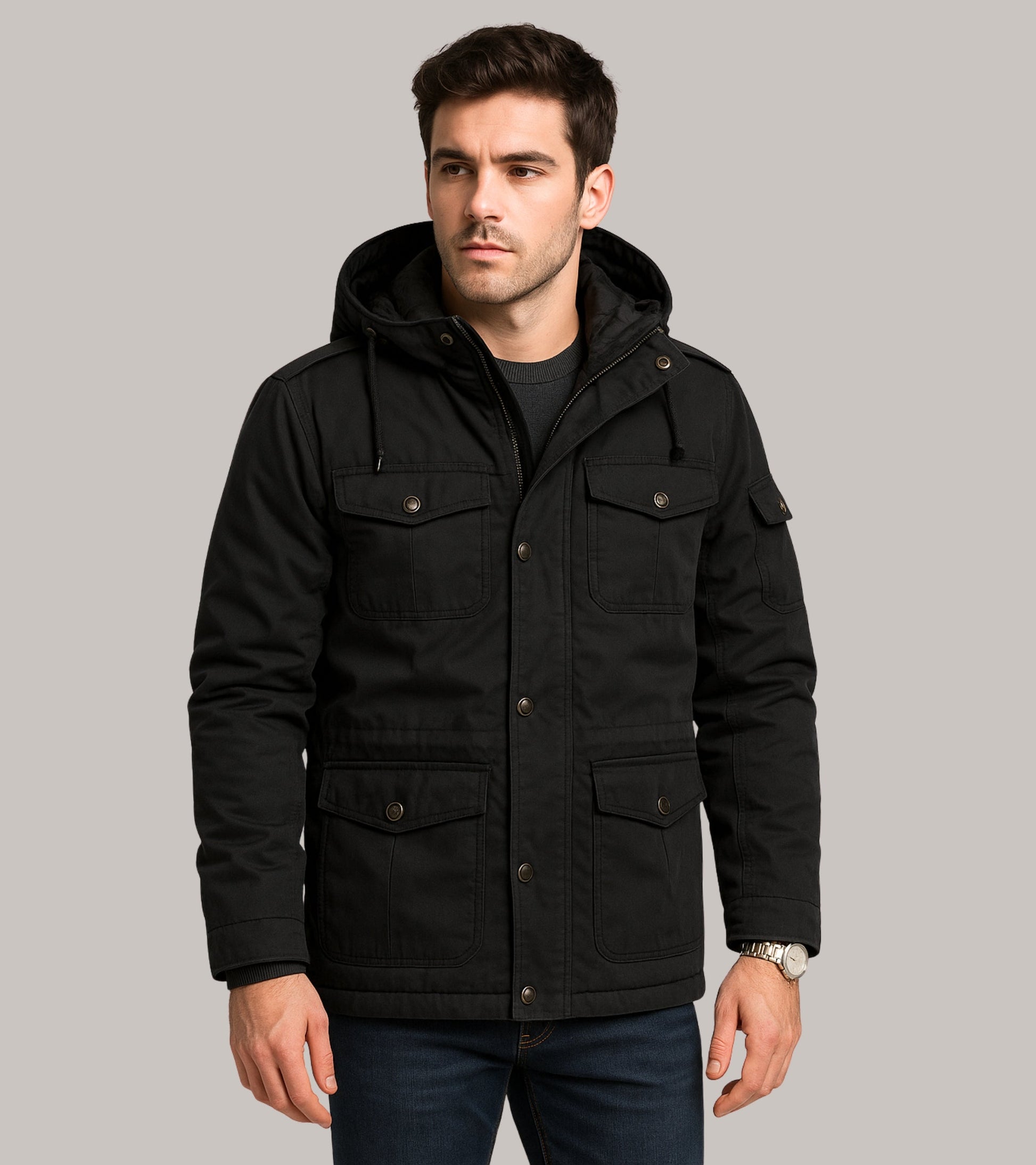 L'MONTE Men's Black Heavy-Duty Winter Jacket My Store