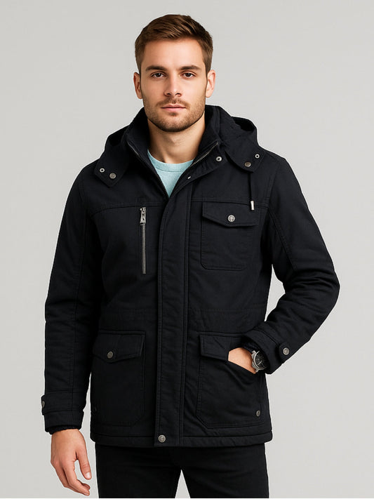 L'MONTE Men's Black Heavy-Duty Winter Cargo Jacket My Store