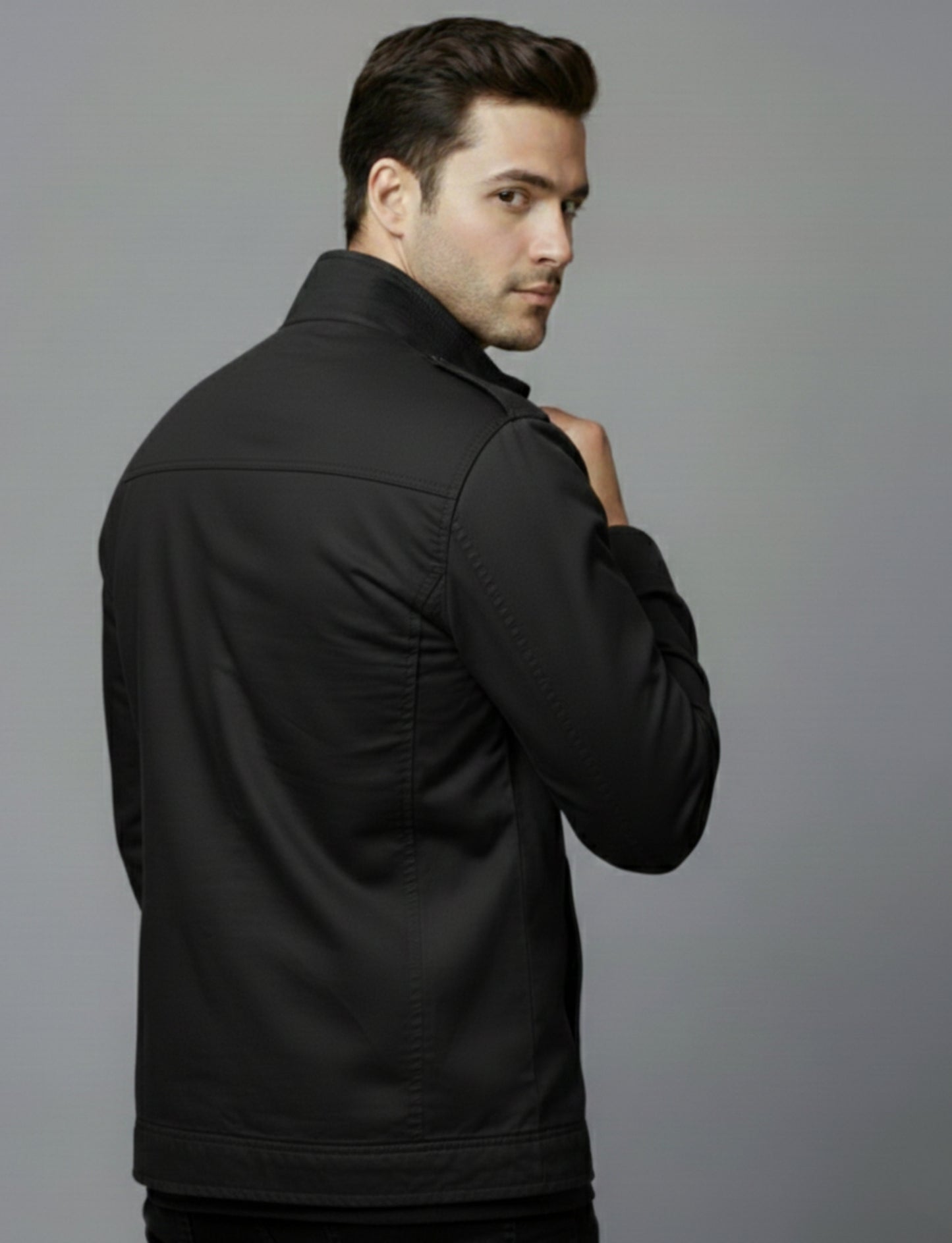 L'MONTE Men's Black Fleece-Lined Bomber Jacket