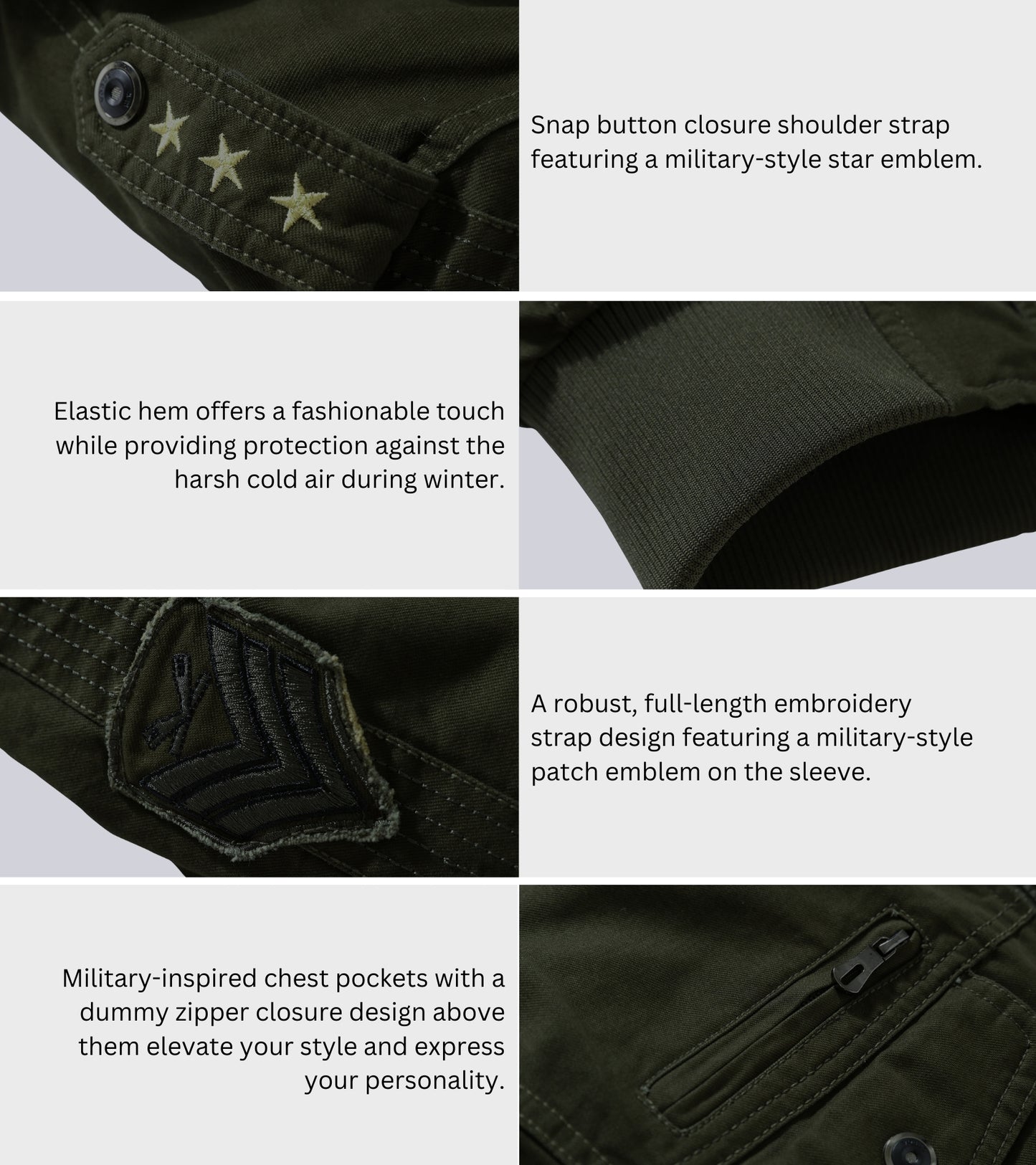 L'MONTE Men's Black Military Style Cargo Cotton Jacket My Store