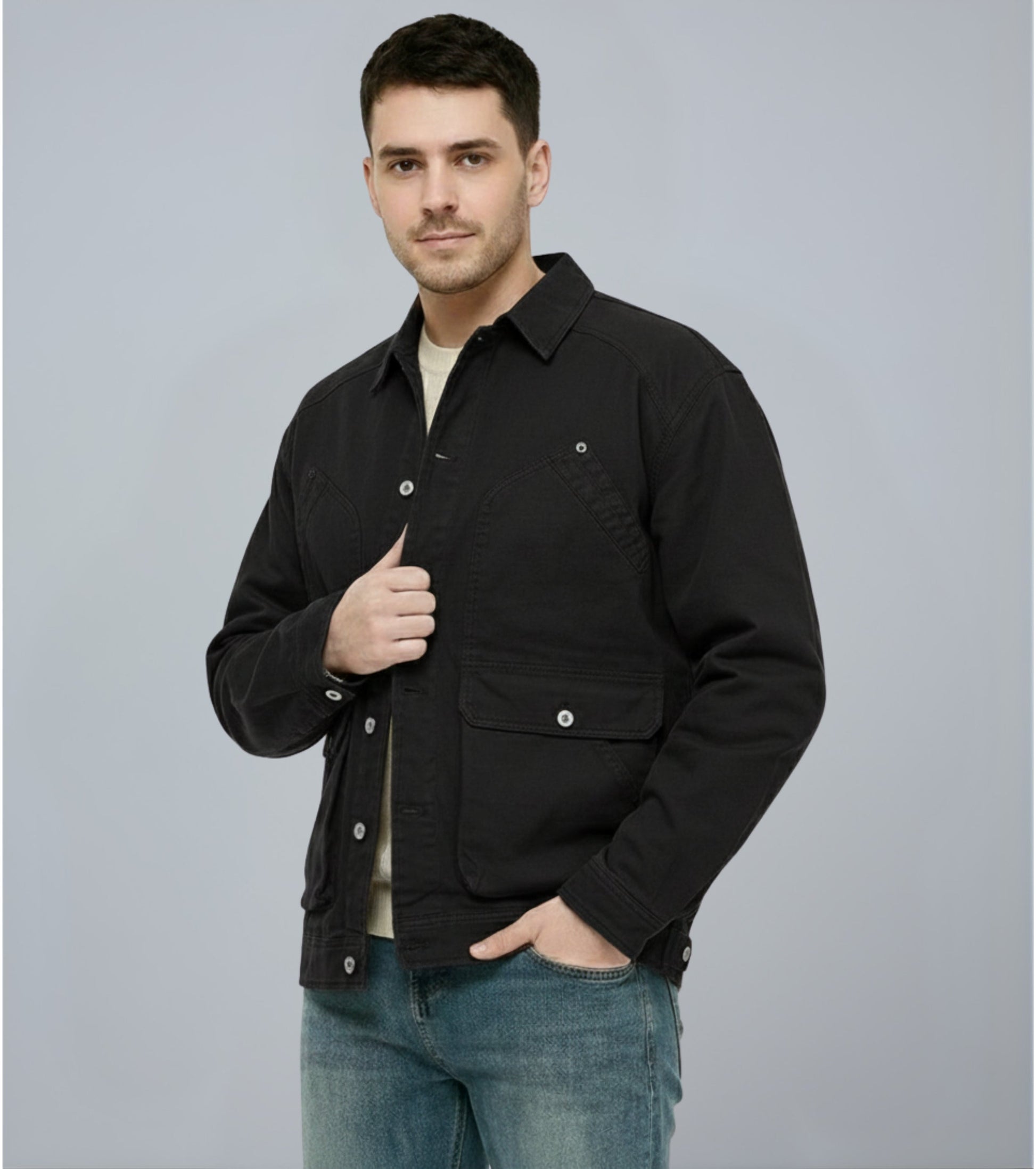 L'MONTE Men's Winter-Ready Black Canvas Jacket My Store