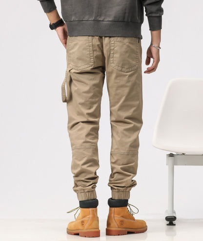 L'MONTE Imported Expandable Elastic Waist Slim Fit Khaki Cotton Cargo Joggers My Store