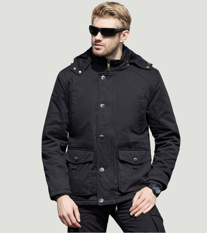 L'MONTE Men's Black Fleece-Lined Jacket With Detachable Hood My Store