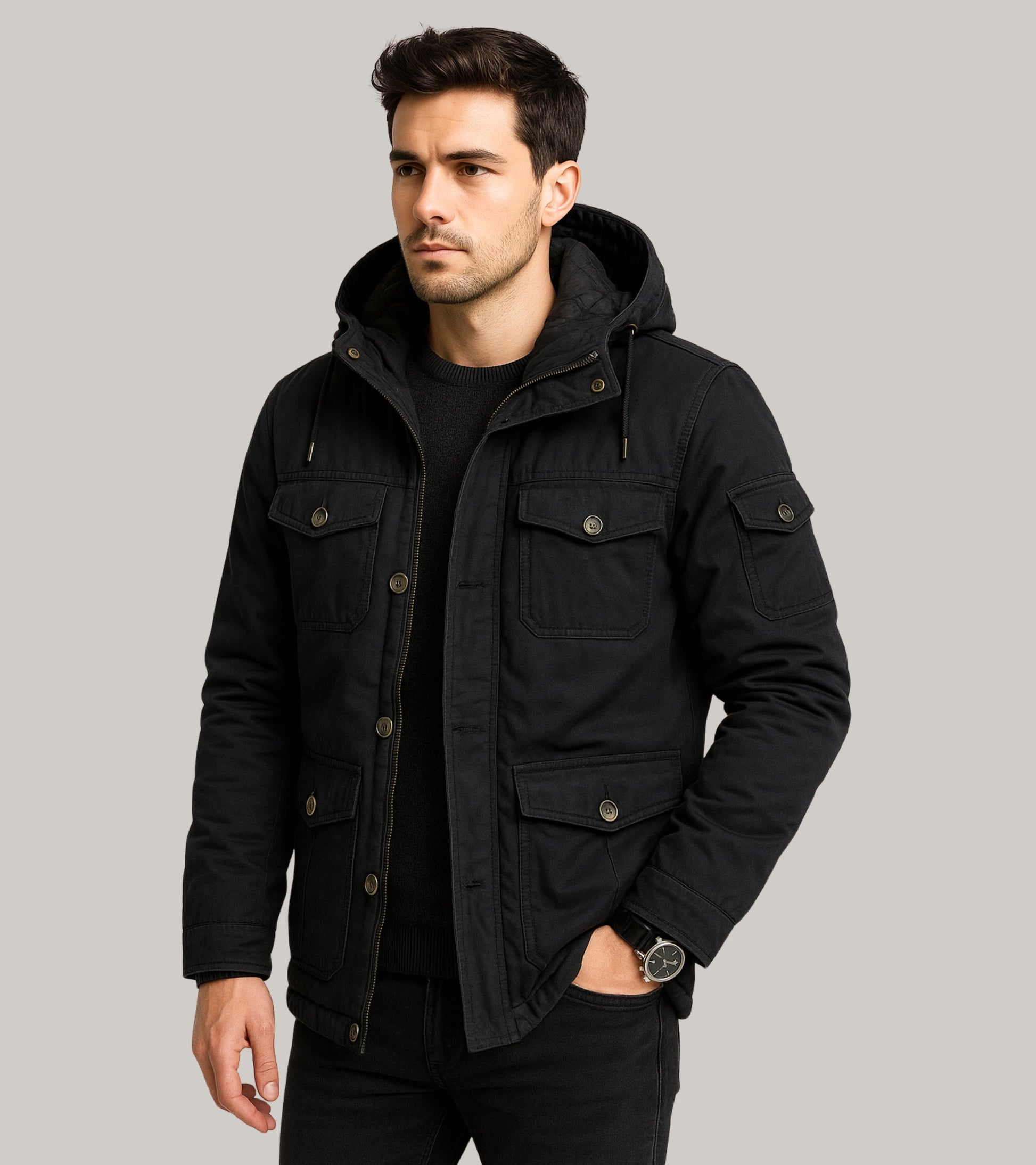 L'MONTE Men's Black Heavy-Duty Winter Jacket My Store