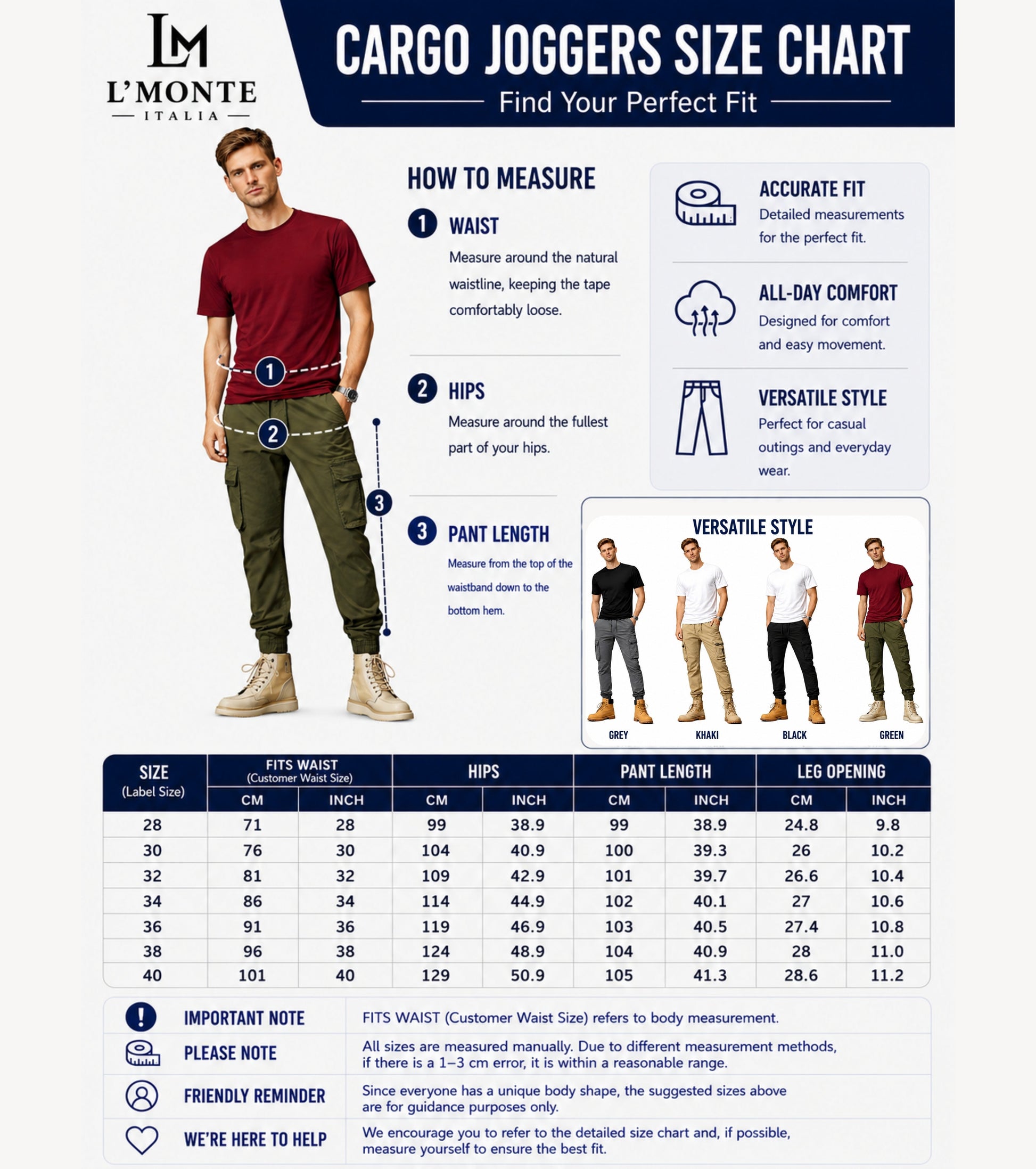 L'MONTE Imported Green Cargo Joggers for Men | Cotton Cargo Pants for Men | Slim Fit Casual Jogger Pants | Elastic Waist Stretch Trousers My Store