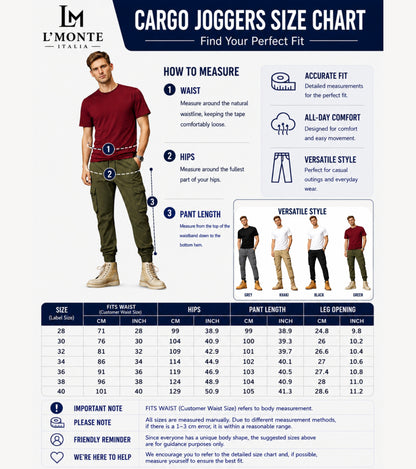 L'MONTE Imported Green Cargo Joggers for Men | Cotton Cargo Pants for Men | Slim Fit Casual Jogger Pants | Elastic Waist Stretch Trousers My Store