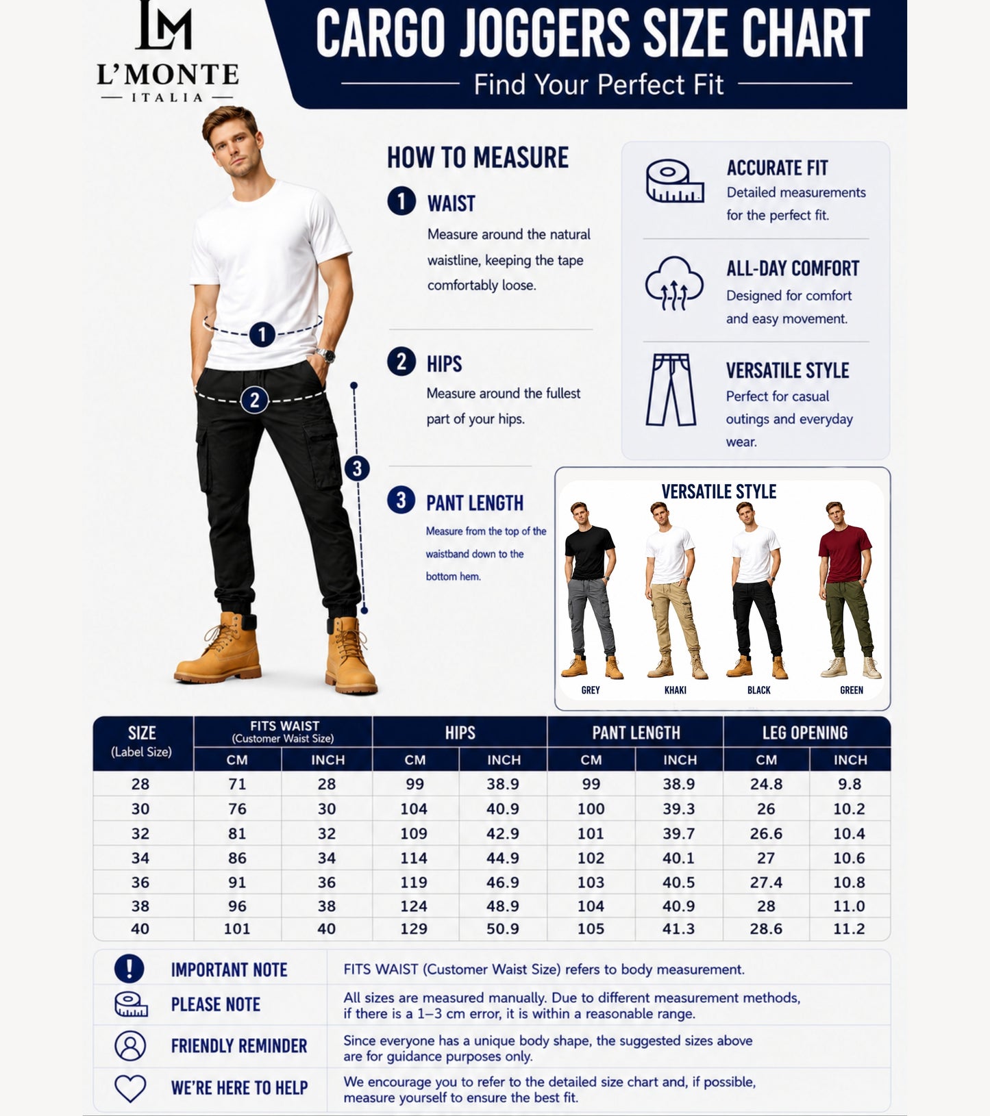L'MONTE Imported Black Cargo Joggers for Men | Cotton Cargo Pants for Men | Slim Fit Casual Jogger Pants | Elastic Waist Stretch Trousers My Store