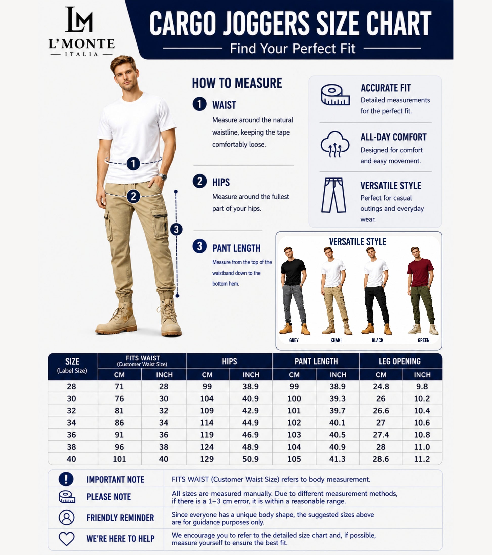 L'MONTE Imported Khaki Cargo Joggers for Men | Cotton Cargo Pants for Men | Slim Fit Casual Jogger Pants | Elastic Waist Stretch Trousers My Store