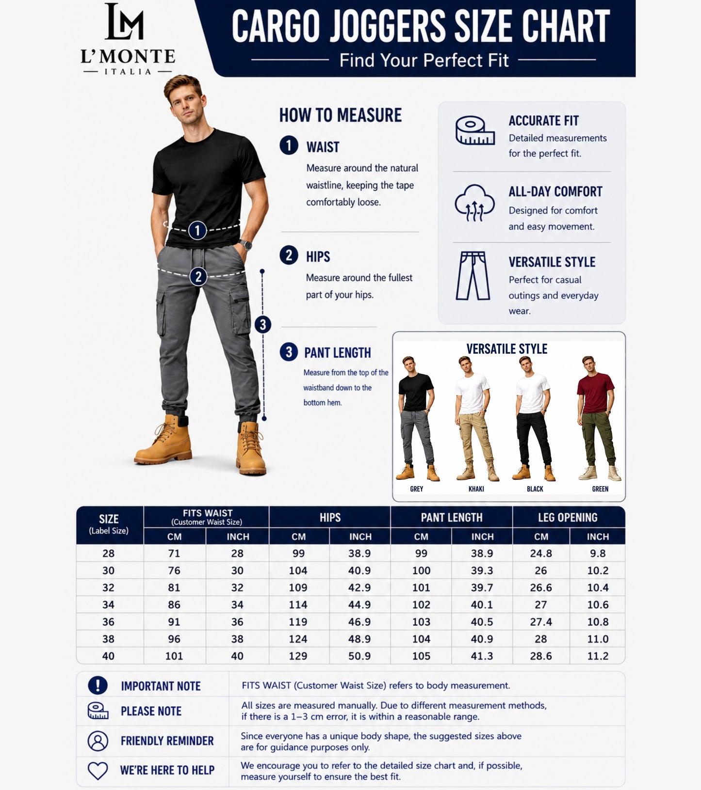 L'MONTE Imported Grey Cargo Joggers for Men | Cotton Cargo Pants for Men | Slim Fit Casual Jogger Pants | Elastic Waist Stretch Trousers My Store