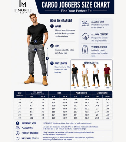 L'MONTE Imported Grey Cargo Joggers for Men | Cotton Cargo Pants for Men | Slim Fit Casual Jogger Pants | Elastic Waist Stretch Trousers My Store