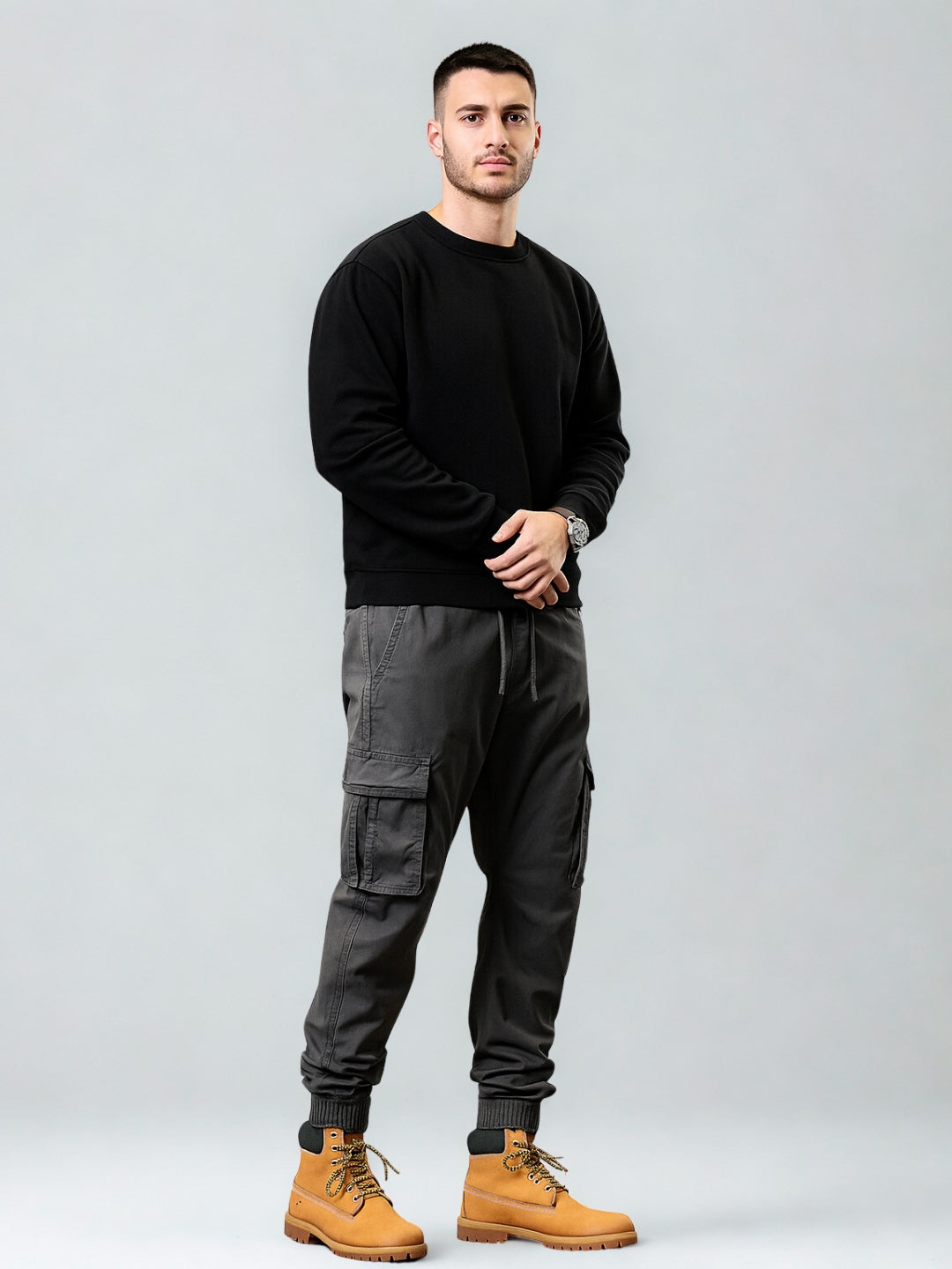 L'MONTE Imported Men's Slim Fit Casual Grey Cotton Cargo Joggers My Store