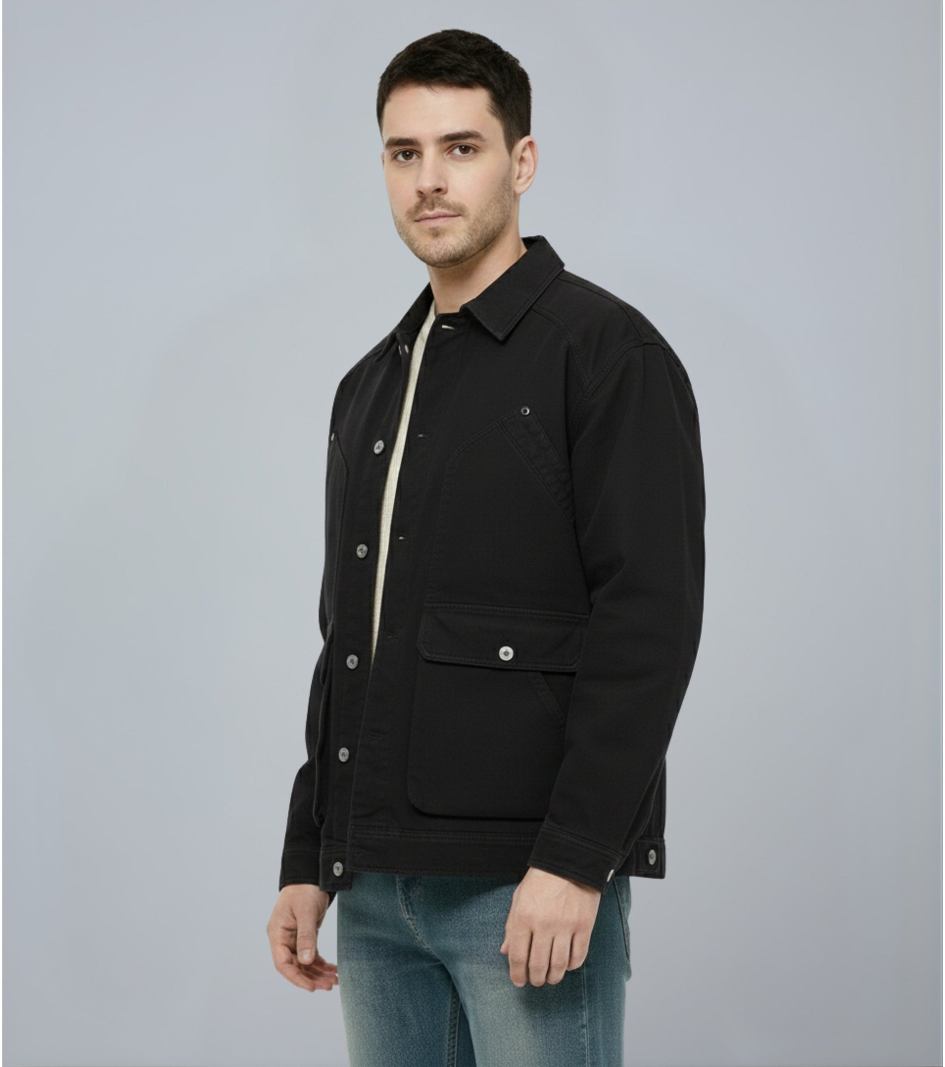 L'MONTE Men's Winter-Ready Black Canvas Jacket My Store