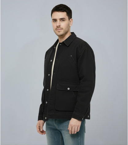 L'MONTE Men's Winter-Ready Black Canvas Jacket My Store