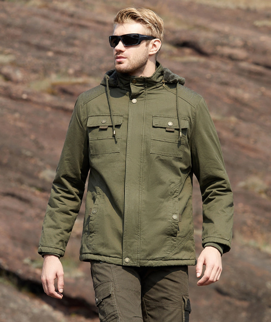 L'MONTE Men's Green Winter Jacket With Detachable Hood My Store