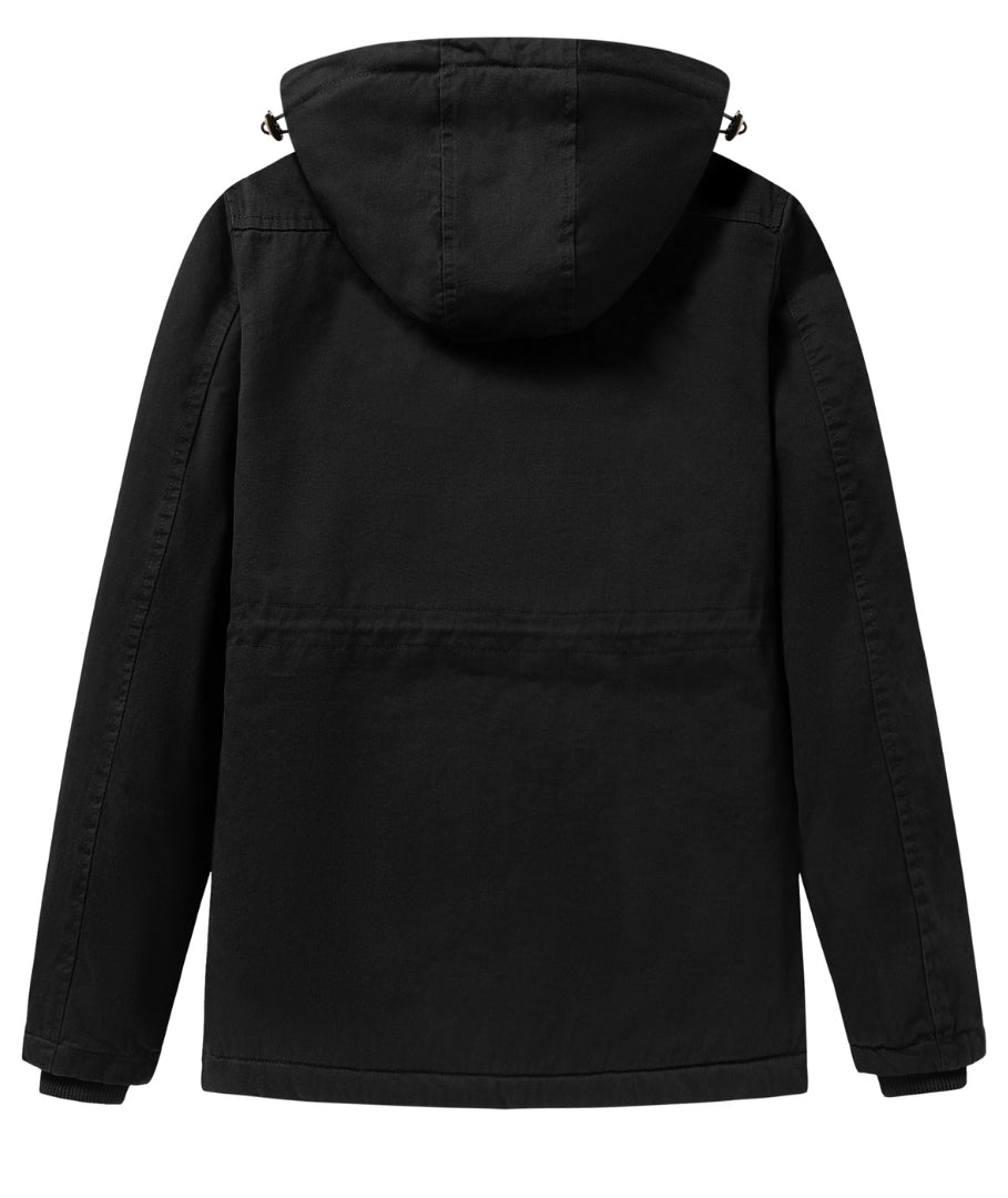 L'MONTE Men's Black Fleece-Lined Jacket With Detachable Hood My Store
