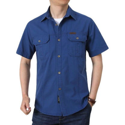 L'monte Men's Cargo Shirts Half Blue Sleeve shirts Lmonte International