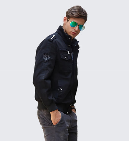 L'MONTE Men's Military-Style Black Cargo Jacket For Mild Winter My Store