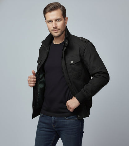 L'MONTE Men's Black Casual Bomber Jacket My Store