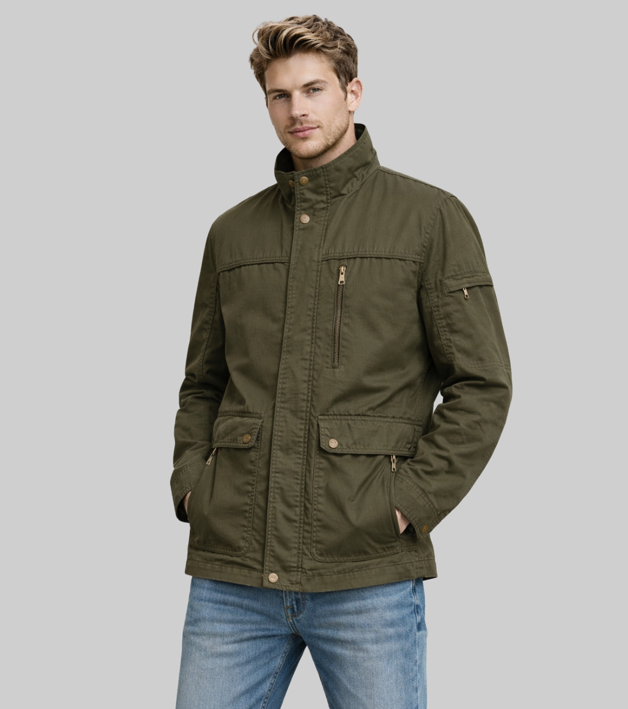L'MONTE Men's Cotton Army Green  Fall Jacket For Mild Winter My Store