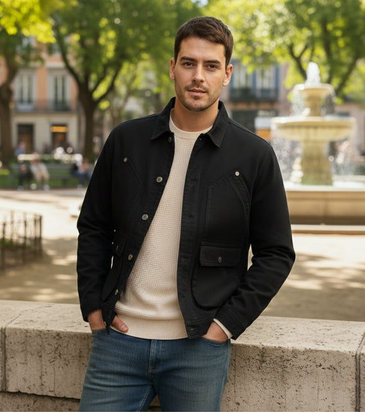 L'MONTE Men's Winter-Ready Black Canvas Jacket My Store