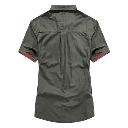 L'monte Men's Grey Cargo Shirts Half Sleeve with Pockets Lmonte International