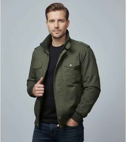 L'MONTE Men's Army Green Casual Bomber Jacket My Store