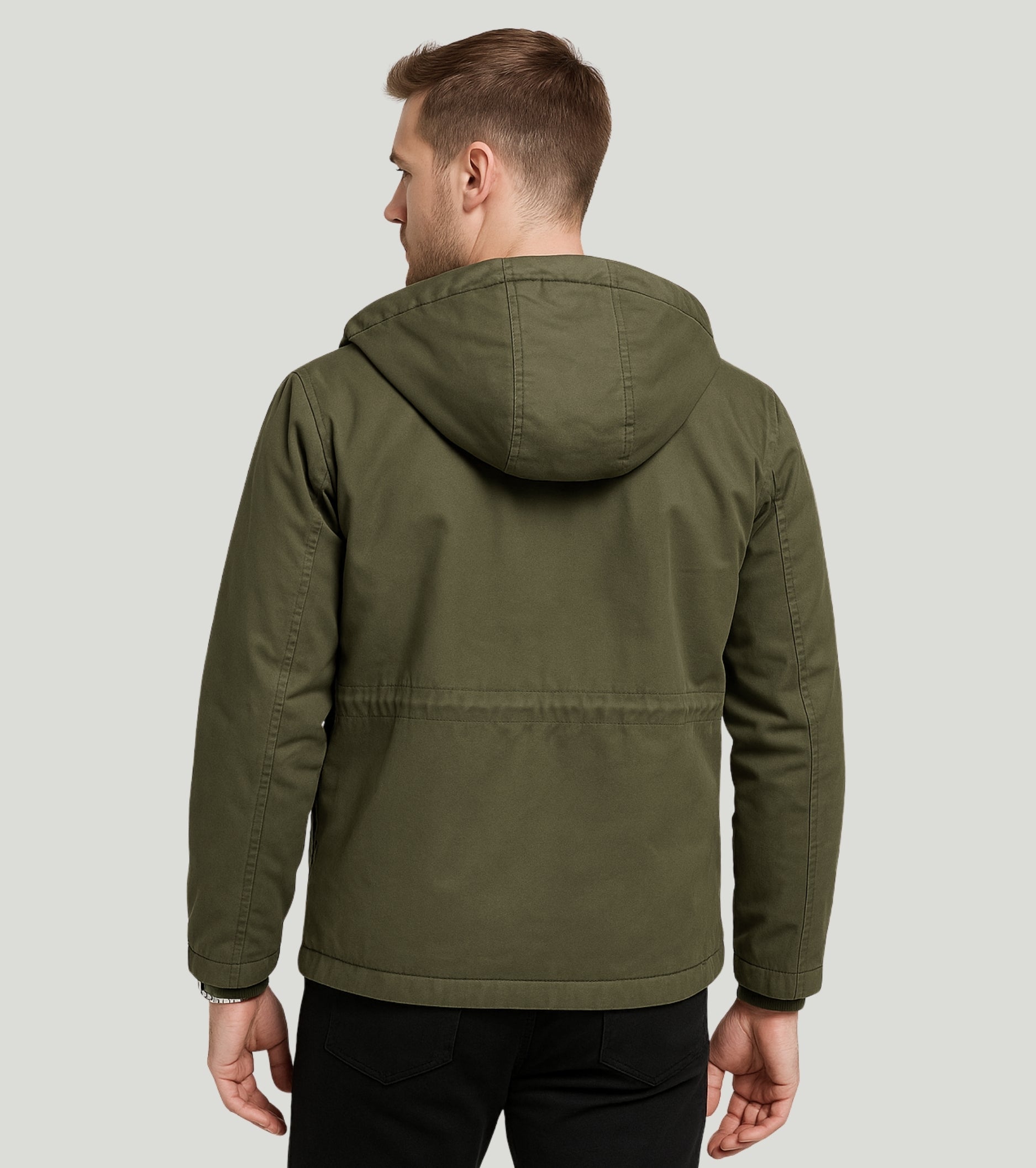 L'MONTE Men's Green Fleece-Lined Jacket With Detachable Hood My Store