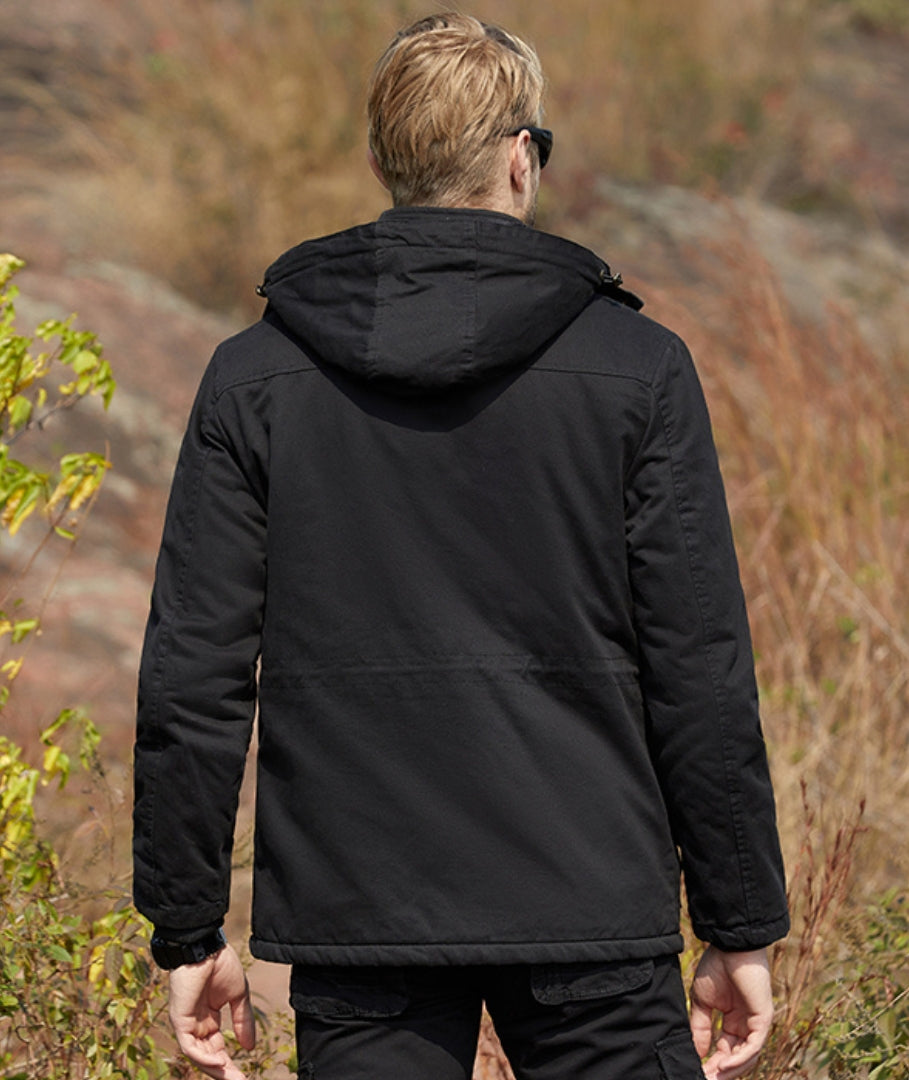 L'MONTE Men's Black Fleece-Lined Jacket With Detachable Hood My Store