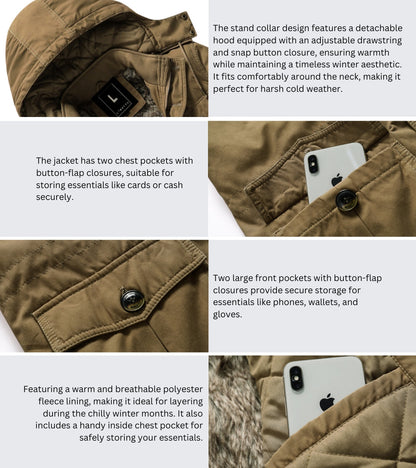 L'MONTE Men's Khaki Heavy-Duty Winter Jacket My Store
