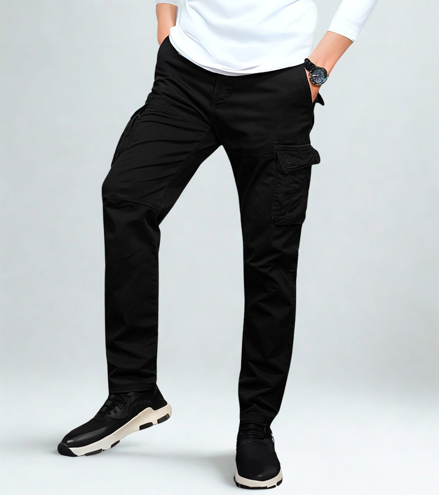 L'MONTE Imported Men's Regular Fit Casual Black Cotton Cargo Joggers My Store