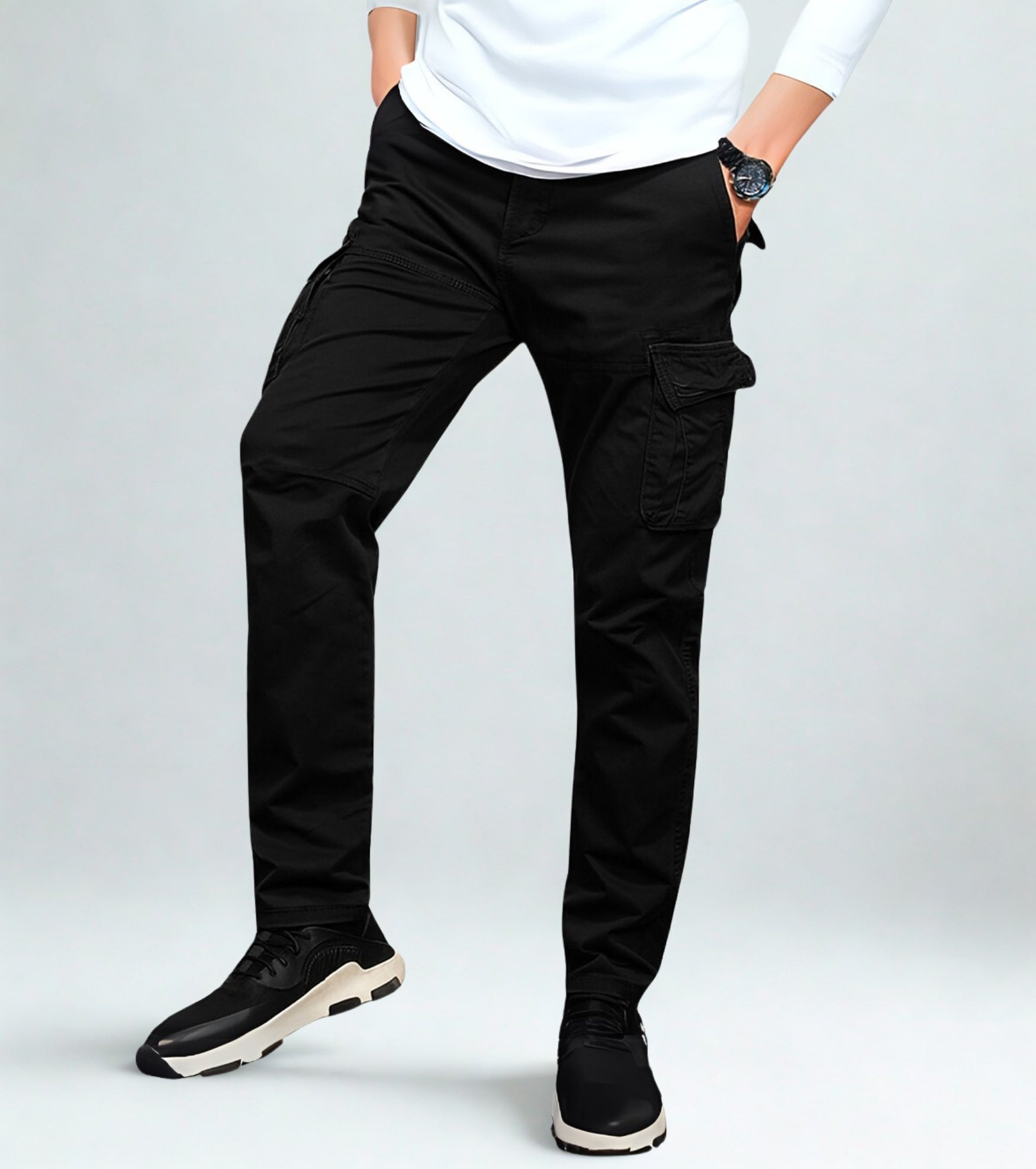 L'MONTE Imported Men's Regular Fit Casual Black Cotton Cargo Joggers My Store