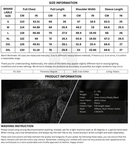 L'MONTE Men's Black Military-Style Cargo Winter Jacket My Store