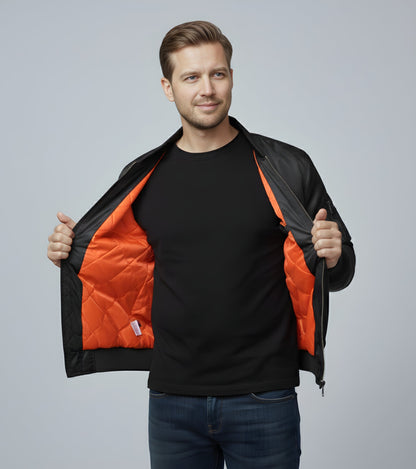 L'MONTE Men's Black Polyester Bomber Fall Jacket My Store