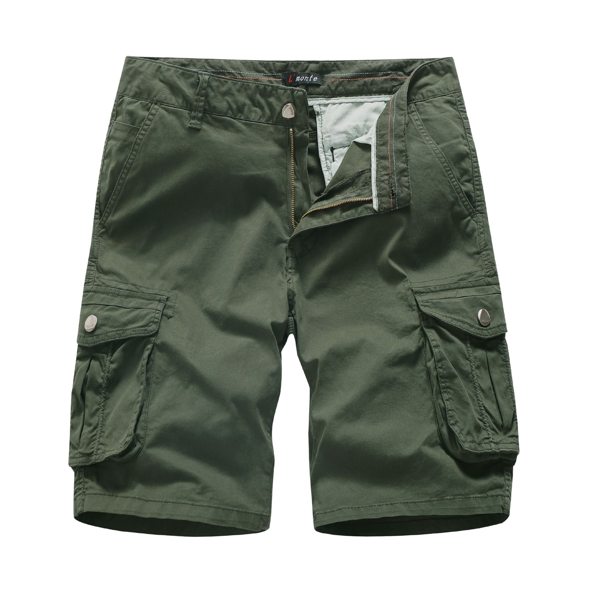 L'MONTE Men's Army Green Cotton Casual Cargo Shorts Lmonte International