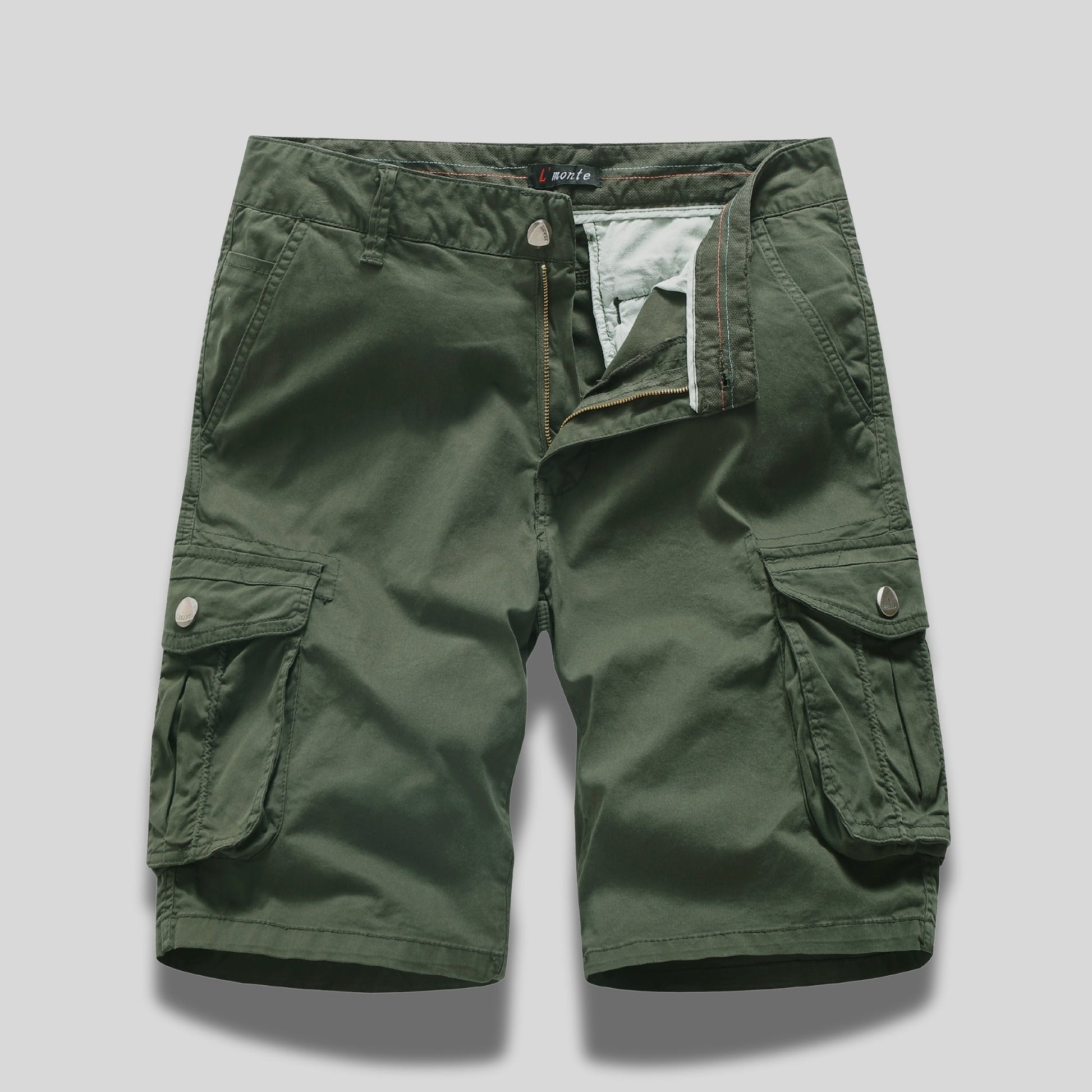 L'MONTE Men's Army Green Cotton Casual Cargo Shorts Lmonte International