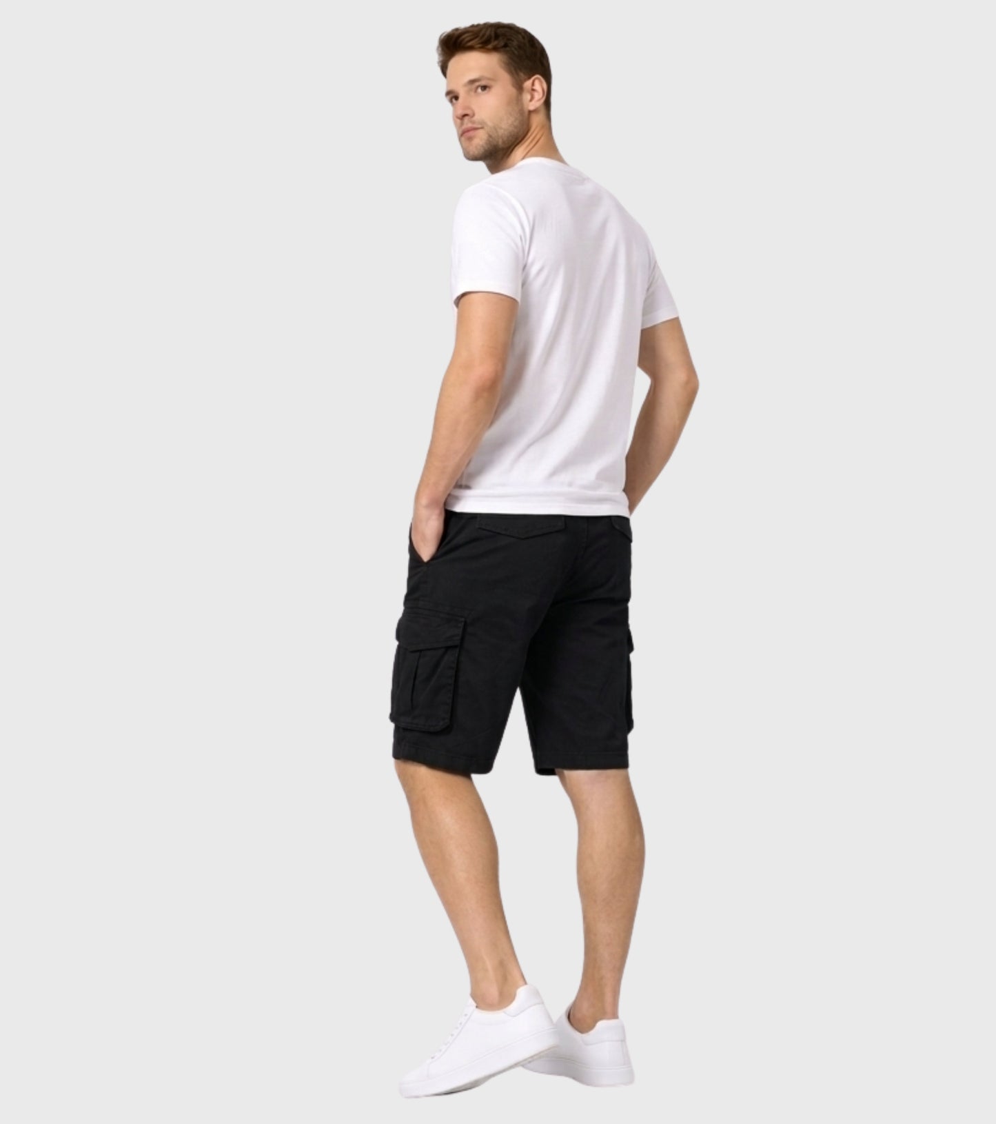 L'MONTE Imported Men's Black Slim Fit Cotton Cargo Shorts – Lightweight Casual Multi Pocket Summer Wear My Store