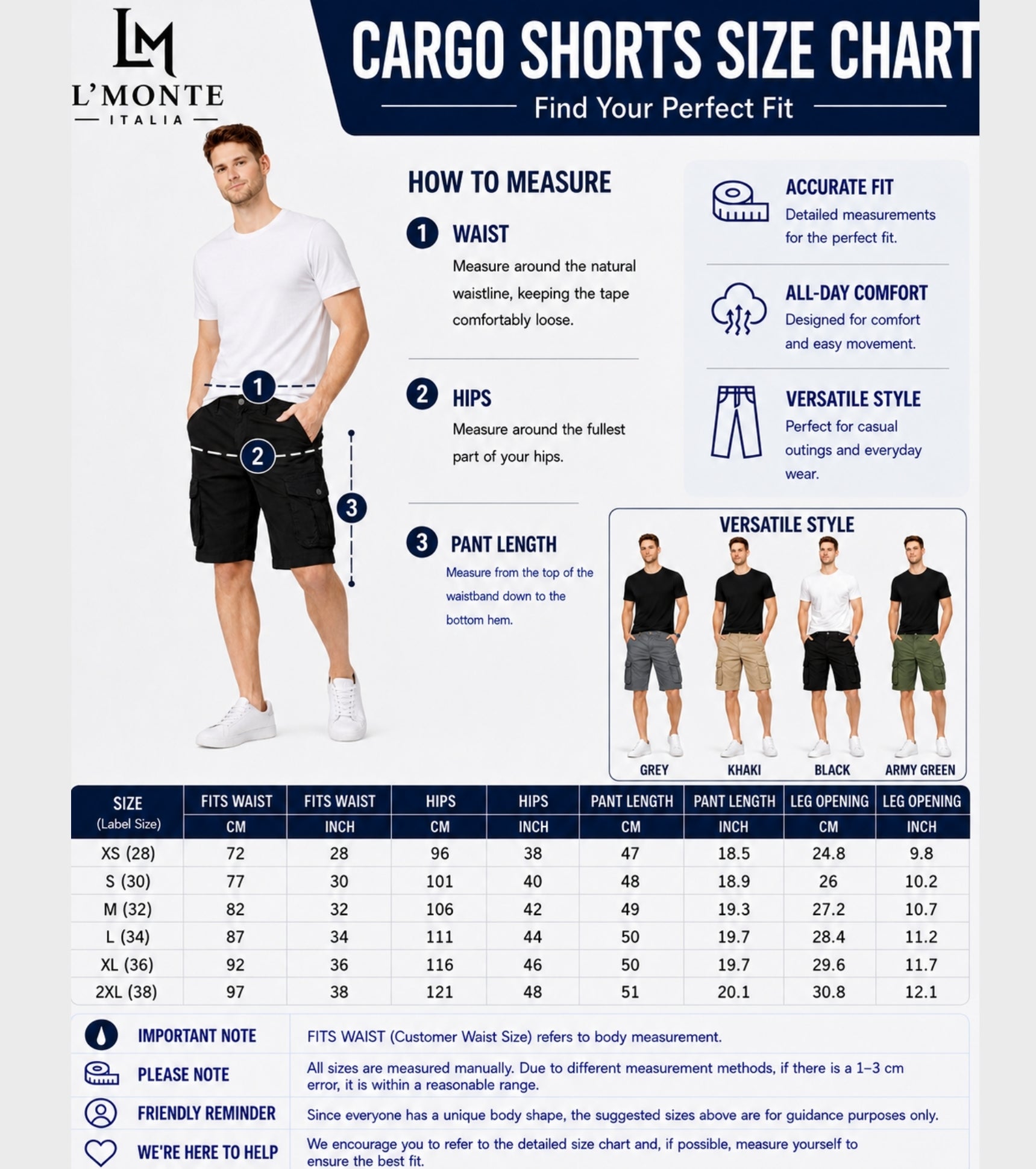 L'MONTE Imported Men's Black Slim Fit Cotton Cargo Shorts – Lightweight Casual Multi Pocket Summer Wear My Store