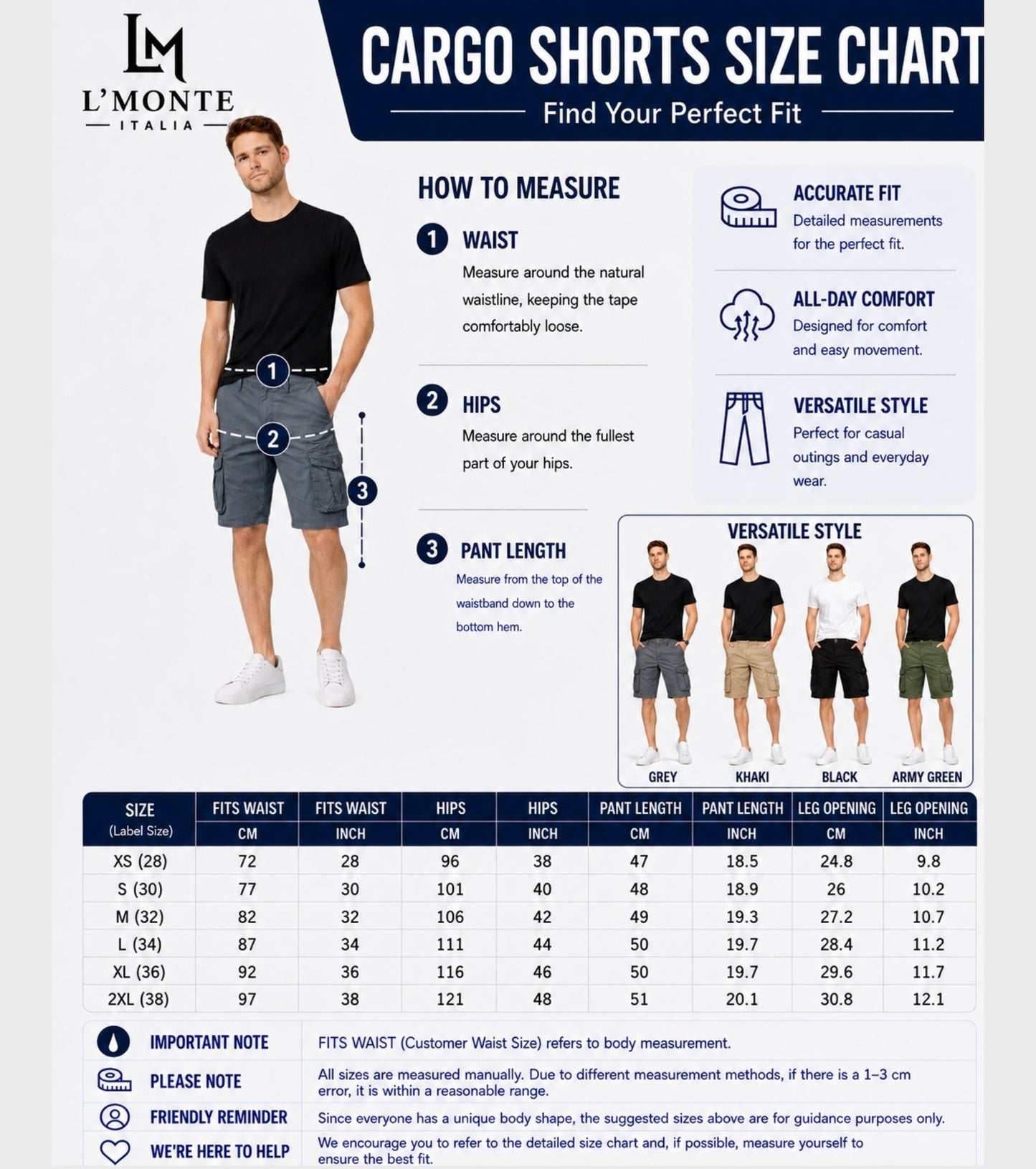 L'MONTE Imported Men's Grey Slim Fit Cotton Cargo Shorts – Lightweight Casual Multi Pocket Summer Wear My Store
