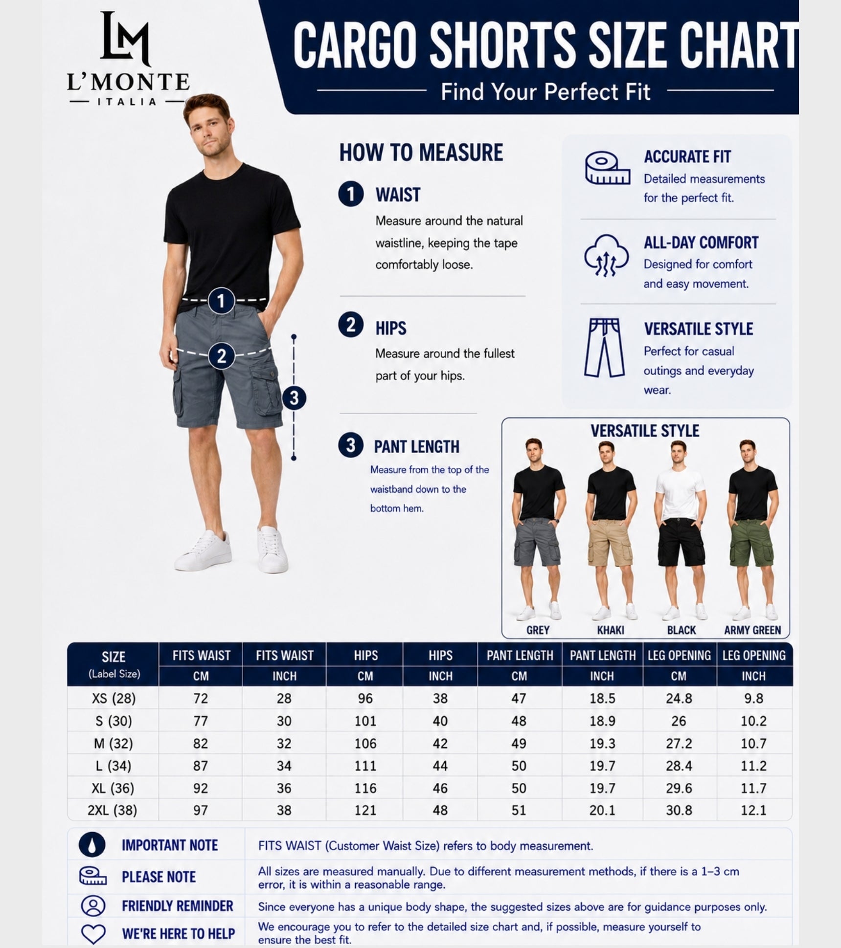 L'MONTE Imported Men's Grey Slim Fit Cotton Cargo Shorts – Lightweight Casual Multi Pocket Summer Wear My Store