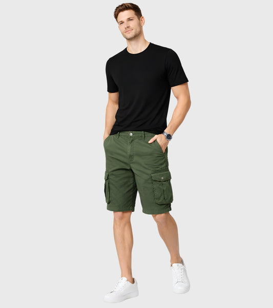 L'MONTE Imported Men's Army Green Slim Fit Cotton Cargo Shorts – Lightweight Casual Multi Pocket Summer Wear Lmonte International